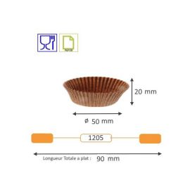 etal-shops.com - Caissette plissée ronde brune type n°1205 - 50 mm x 20 mm  x 1000 Nordia