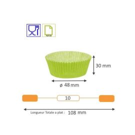 etal-shops.com - Caissette plissée ronde vert anis type n°10 - 4.8 mm x 30 mm x 1000 Nordia