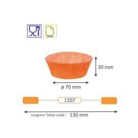 etal-shops.com - Caissette plissée ronde mandarine type n°1207 - 89 mm x 30 mm x 1000 Nordia