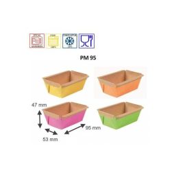 etal-shops.com - Assortiments de moules de cuisson rectangulaires en papier ingraissable de couleur orange, vert, rose, jaune 95 mm x 53 mm x 47 mm x 288 Nordia