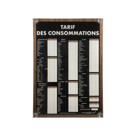 etal-shops.com - Panneau "TARIF DES CONSOMMATIONS" traditionnel format A1 avec fixation ventouses