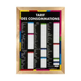 etal-shops.com - Panneau bois brut "TARIF DES CONSOMMATIONS" moderne format A1
