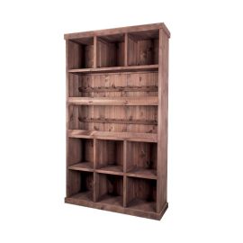 etal-shops.com - meuble presentoir caviste pin 9 cases 2 etageres madera couleur - gris, Couleur: Gris