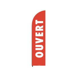 etal-shops.com - Drapeau publicitaire "OUVERT" rouge de dimensions 255 x 60 cm, Shipping Google: FR::Standard:10.68 EUR, Couleur: Rouge, Couleur du cadre: Rouge