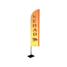 etal-shops.com - Drapeau "KEBAB" de dimensions 255 x 60 cm avec Kit mât et platine métallique