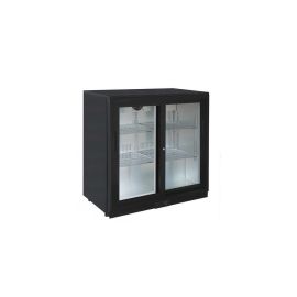 etal-shops.com - Arrière bar noir ventilé 2 portes coulissantes - Cuistance