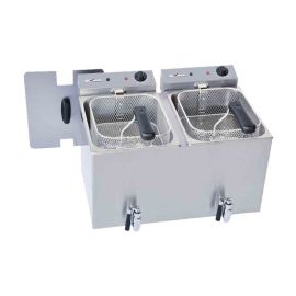 etal-shops.com - Friteuse électrique double à poser avec robinet, 2 x 8 L - Diverso