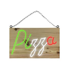 etal-shops.com - Enseigne lumineuse LED intérieur "Pizza" en bois - Fabrication française