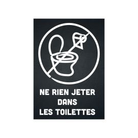 etal-shops.com - Sticker autocollant "RIEN JETER DANS LES TOILETTES" fond noir format A5