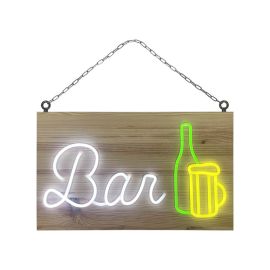 etal-shops.com - Enseigne lumineuse LED intérieur "Bar" en bois avec batterie 9 800 mAh - Fabrication française