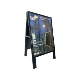 etal-shops.com - Chevalet stop trottoir bois noir avec porte affiche alu - Dimensions 106 x 62 cm, Shipping Google: FR::Standard:10.68 EUR, Couleur: Noir, Format: A1
