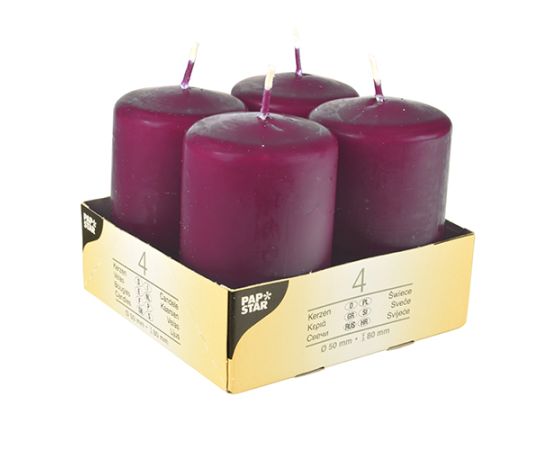etal-shops.com - Bougie cylindrique D50 mm - 80 mm violet par 24