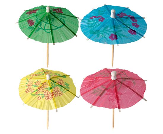 etal-shop.com - Pique décoratif 10 cm couleurs assorties ''Parasol décoratif'' par 1800