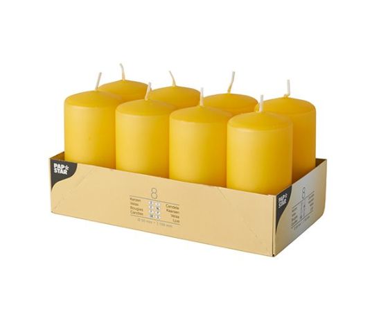 etal-shops.com - Bougie cylindrique D50 mm - 100 mm or jaune par 48