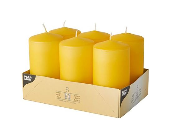 etal-shops.com - Bougie cylindrique D60 mm - 115 mm or jaune par 24