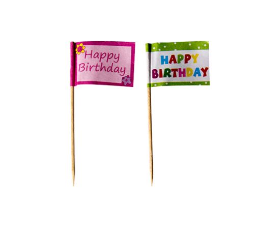 etal-shops.com - Pique décoratif 8 cm ''Happy Birthday'' par 240