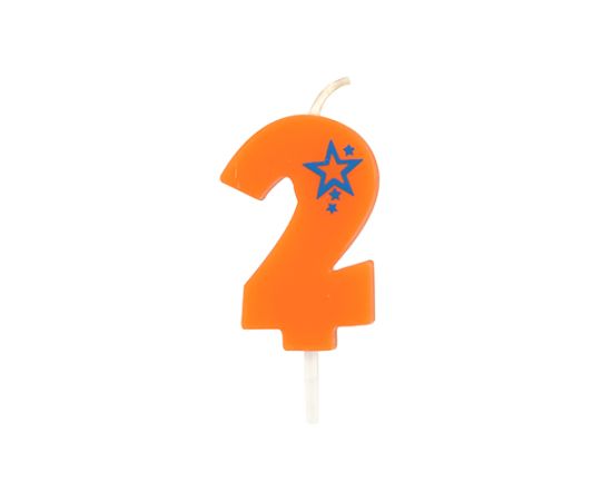 etal-shops.com - Bougie mini 6,8 cm avec chiffre ''2'' orange par 15