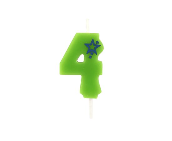 etal-shops.com - Bougie mini 6,8 cm avec chiffre ''4'' vert par 15