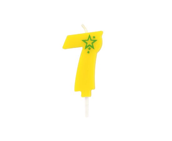 etal-shops.com - Bougie mini 6,8 cm avec chiffre ''7'' jaune par 15