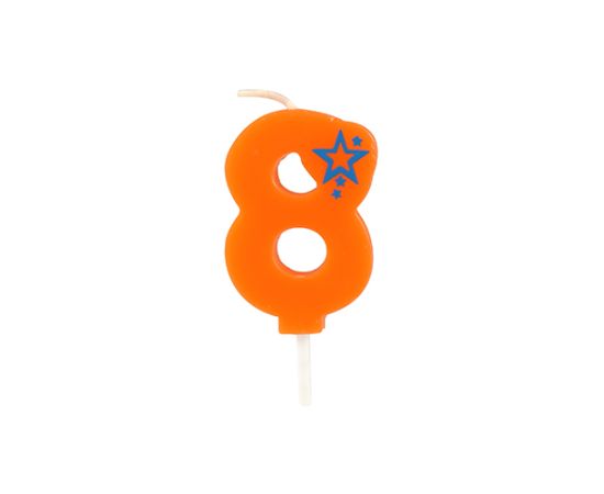 etal-shop.com - Bougie mini 6,8 cm avec chiffre ''8'' orange par 15