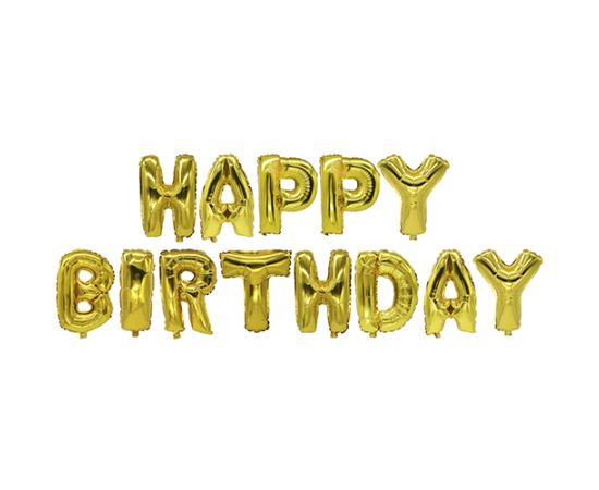 etal-shop.com - Ballon aluminium or ''Happy Birthday'' par 12