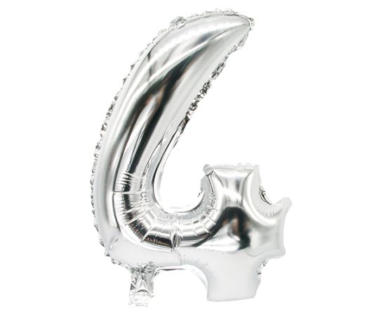 etal-shops.com - Ballon aluminium 35 cm x 20 cm argent ''4'' par 24