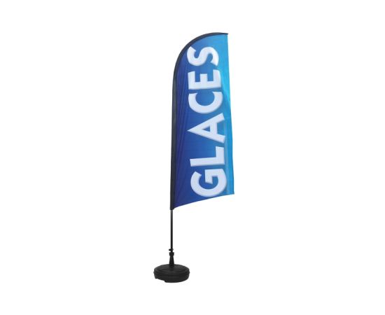 etal-shops.com - Drapeau "GLACES" de dimensions 225 x 85 cm avec son kit socle