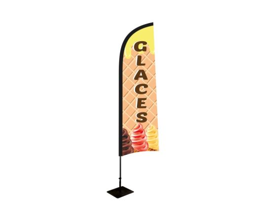 etal-shops.com - Drapeau "GLACES" de dimensions 230 x 70 cm avec kit