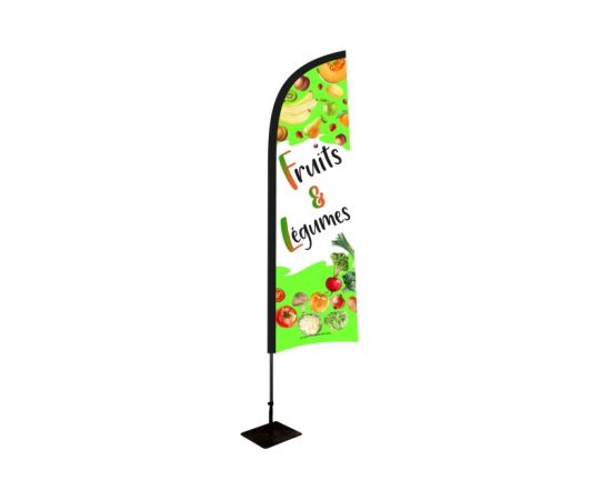 etal-shops.com - Drapeau "Fruits & Légumes" dimensions 230 x 70 cm avec kit complet mât + socle