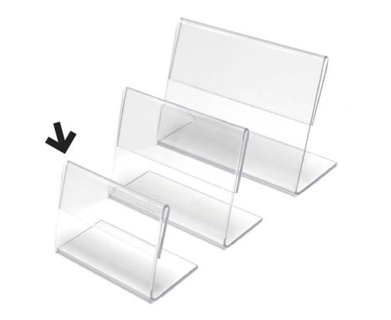 etal-shops.com - Chevalets transparents horizontaux pour étiquettes, Couleur: Transparent, Dimensions produits(variants): 6X4 cm