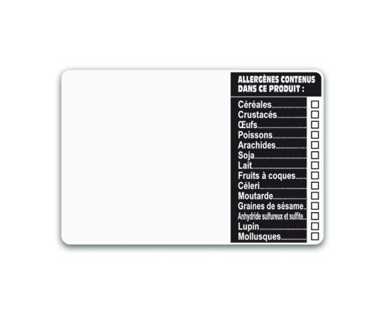 etal-shops.com - Etiquettes BLANCHES avec allergènes, Couleur: Blanc, Dimensions produits(variants): 8X6 cm, Support: Sans pic