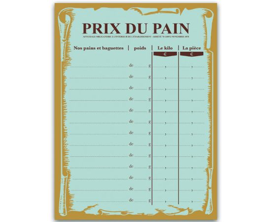 etal-shops.com - Tarif Prix du Pain " MACARONS " + chiffres adhésifs
