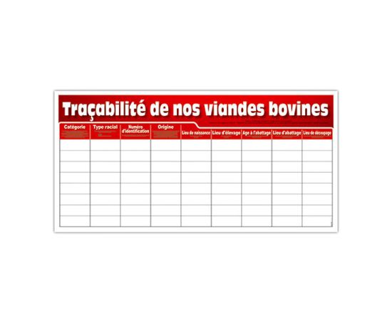 etal-shops.com - Panneau  " Traçabilité Viandes Bovines "