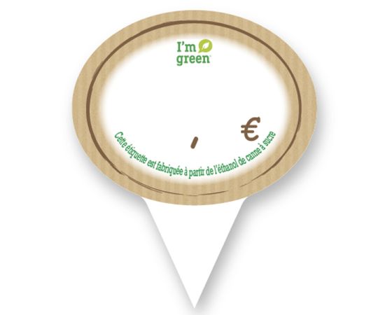 etal-shops.com - Etiquettes Ovales KRAFT "I'm green"  avec pique en forme 6x7.4 cm