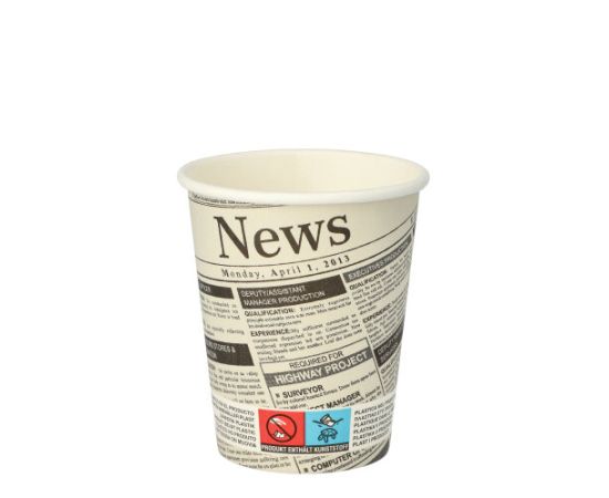 etal-shops.com - Gobelet en carton ''To Go'' 0,2 l D8 cm - 9,2 cm ''Newsprint'' par 1000