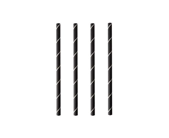 etal-shops.com - Pailles pour cocktail, papier pure D7 mm - 15 cm noir/blanc Stripes - par 250