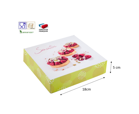 etal-shops.com - Boites à  tarte en carton décor "Evan" 18 x 5 cm x 50 PAPA France