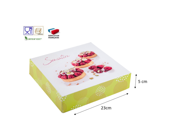 etal-shops.com - Boites à  tarte en carton décor "Evan" 23 x 5 cm x 50 PAPA France