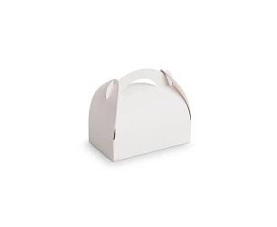 etal-shops.com - Boite panier couleur blanche carton avec poignée de dimension 170 mm x 150 mm x 55 mm de hauteur x 50 PAPA France