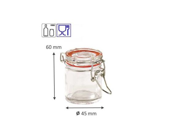 etal-shops.com - Verrine mini bocaux en verre avec couvercle de couleur transparente 45 mm x 60 mm x 45 mL x 24 PAPA France