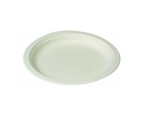 etal-shops.com - Assiette biodégradable en bagasse de couleur blanche 260 mm x 18 mm x 50 Alphaform