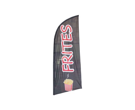 etal-shops.com - Drapeau publicitaire "FRITES" (noir) de dimensions 225 x 85 cm