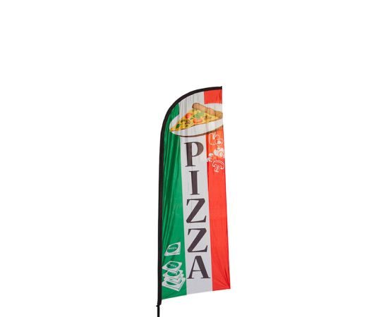 etal-shops.com - Drapeau publicitaire "NEW PIZZA" de dimensions 270 x 100 cm