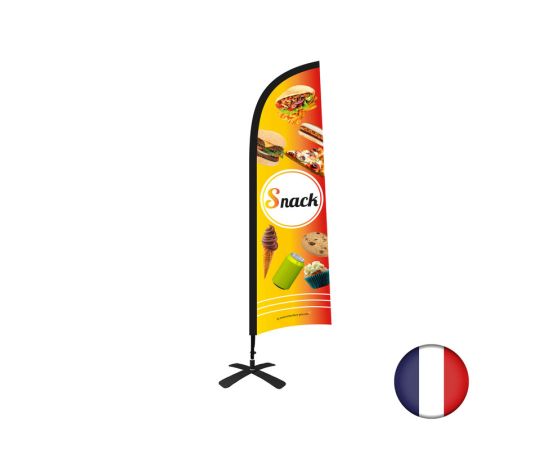 etal-shops.com - Drapeau "Snack" de dimensions 230 x 70 cm avec kit complet