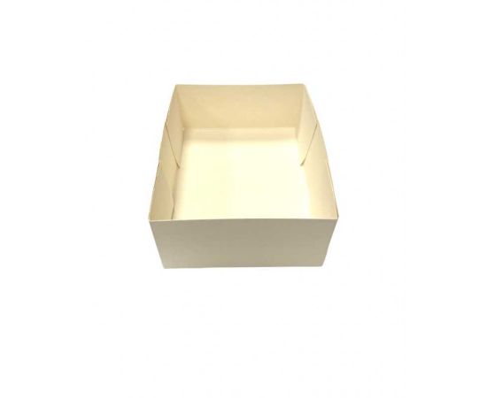 etal-shops.com - Caissette pâtissière blanche en carton avec fonds pliants de dimension 140 mm x 100 mm x 50 mm de hauteur x 100 PAPA France