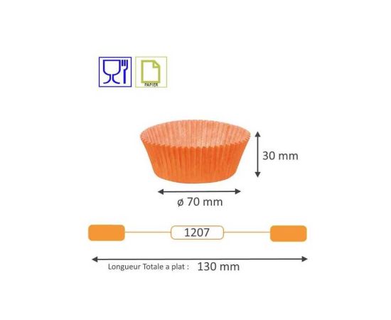 etal-shops.com - Caissette plissée ronde mandarine type n°1207 - 89 mm x 30 mm x 1000 Nordia