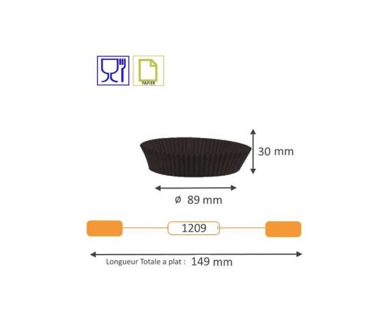 etal-shops.com - Caissette plissée ronde noire type n°1209 - 89 mm x 30 mm  x 1000 Nordia