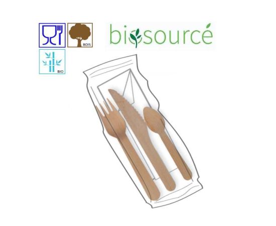 etal-shops.com - Kit couvert avec couteau fourchette et cuillère à  dessert jetable-biosourcé