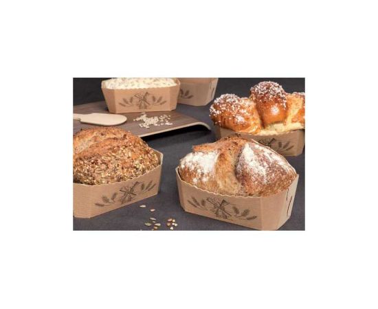 etal-shops.com - Moule de cuisson tradition pour pains spéciaux et brioches en carton de couleur beige 175 mm x 110 mm x 60 mm x 90 cL x 200 PAPA France