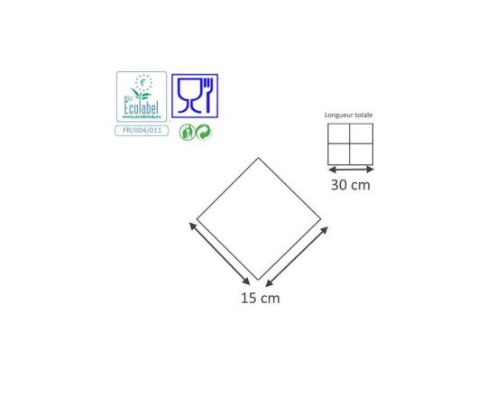 etal-shops.com - Serviette carrée en papier couleur blanc 2 plis de 330 mm x 330 mm x 1000 PAPA France